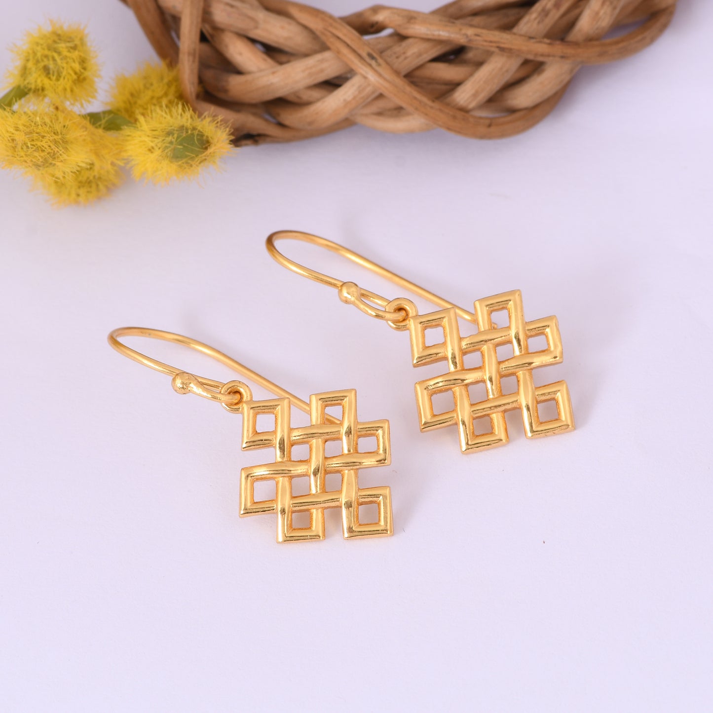 Endless Knot Earrings (18kt Gold Micron)