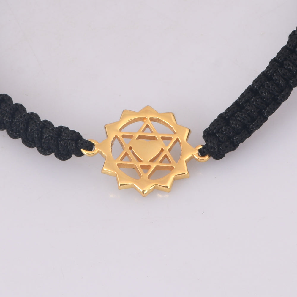 Green Twin Heart Chakra Bracelet with Black Cord