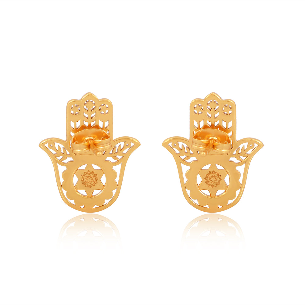 Hamsa Hand Earrings (18Kt Gold Micron)