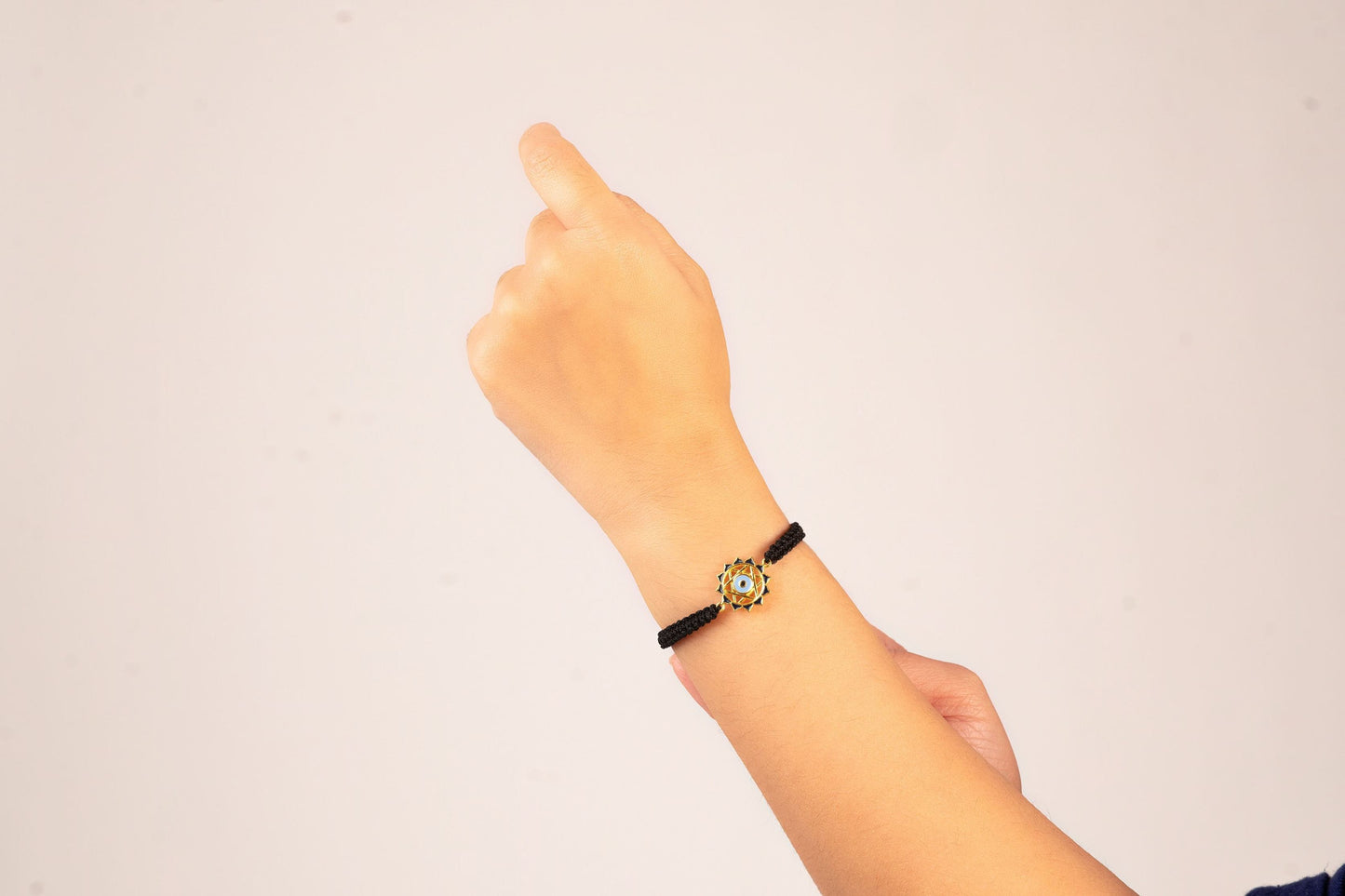 Evil Eye Bracelet With Black Cord (18kt Gold Micron)