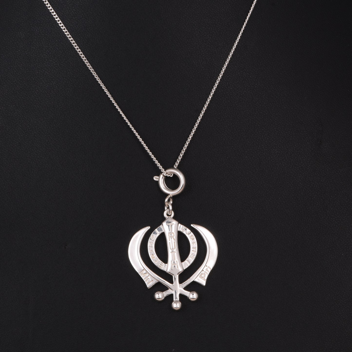 Khanda Symbol Pendant with Chain (Silver Plated)