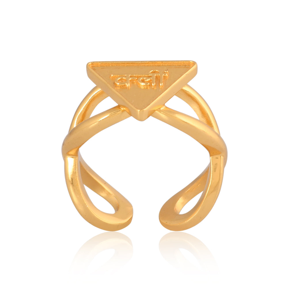 Kleem Yantra Ring: (18kt Gold Micron Plated)