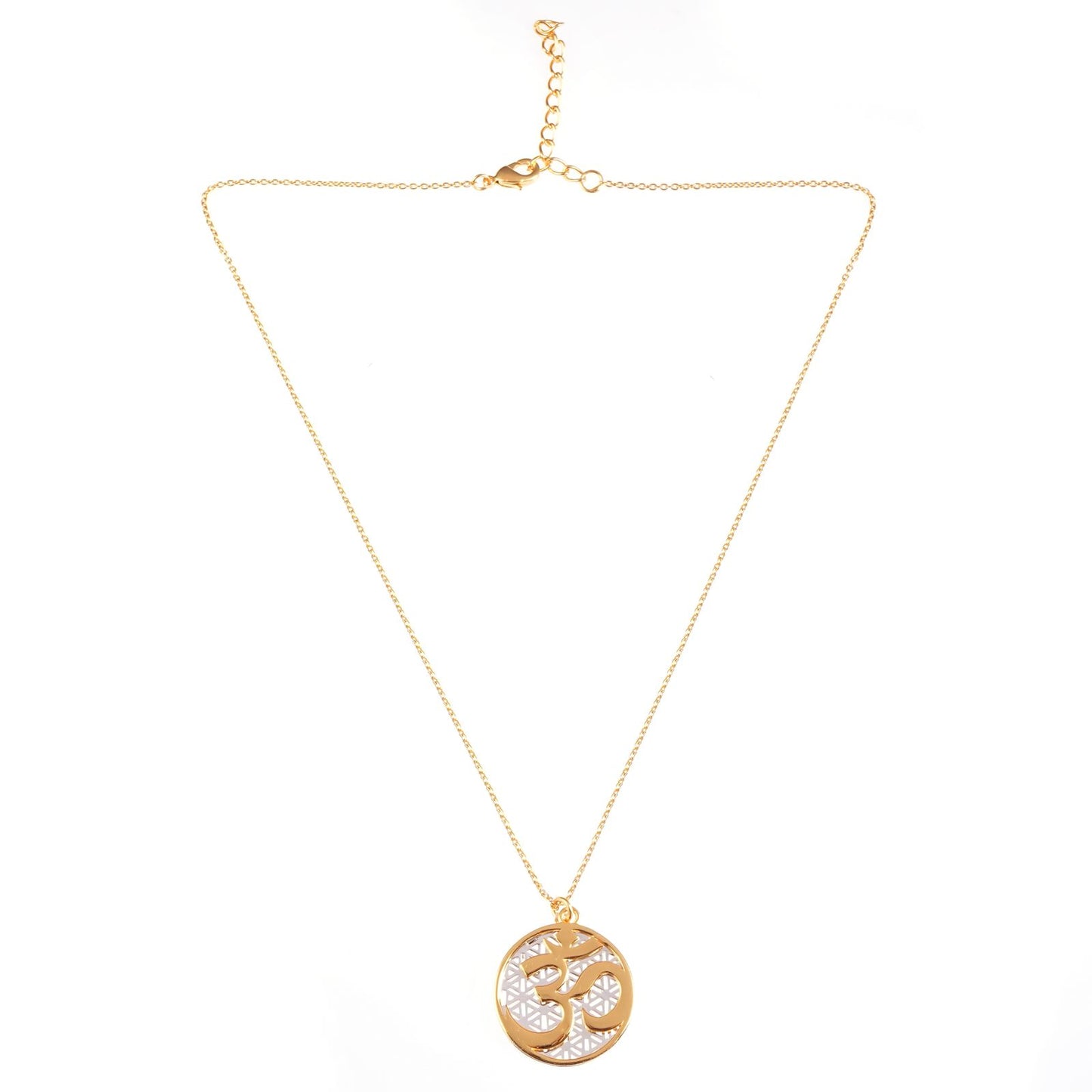 Om Symbol and Flower of Life Pendant (18kt Gold Micron)