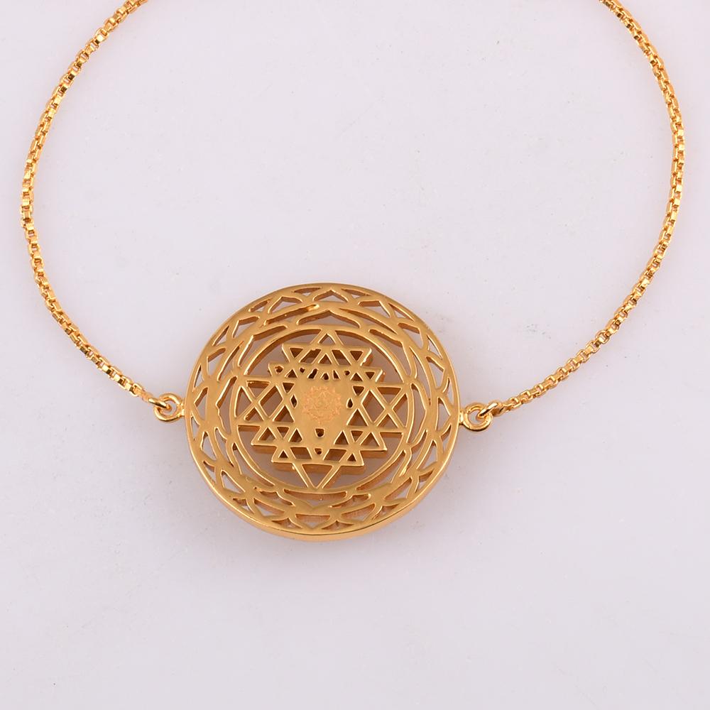 Shree Chakra Bracelet with Chain (18kt Gold Micron)