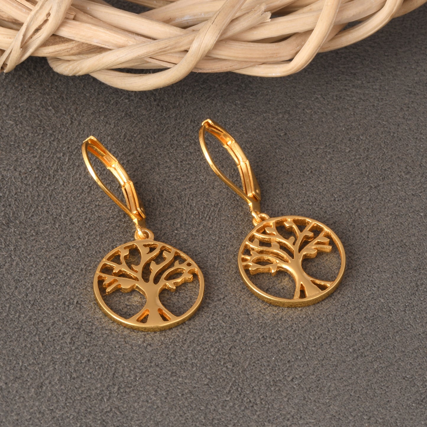 Tree of Life Earrings (18kt Gold Micron)