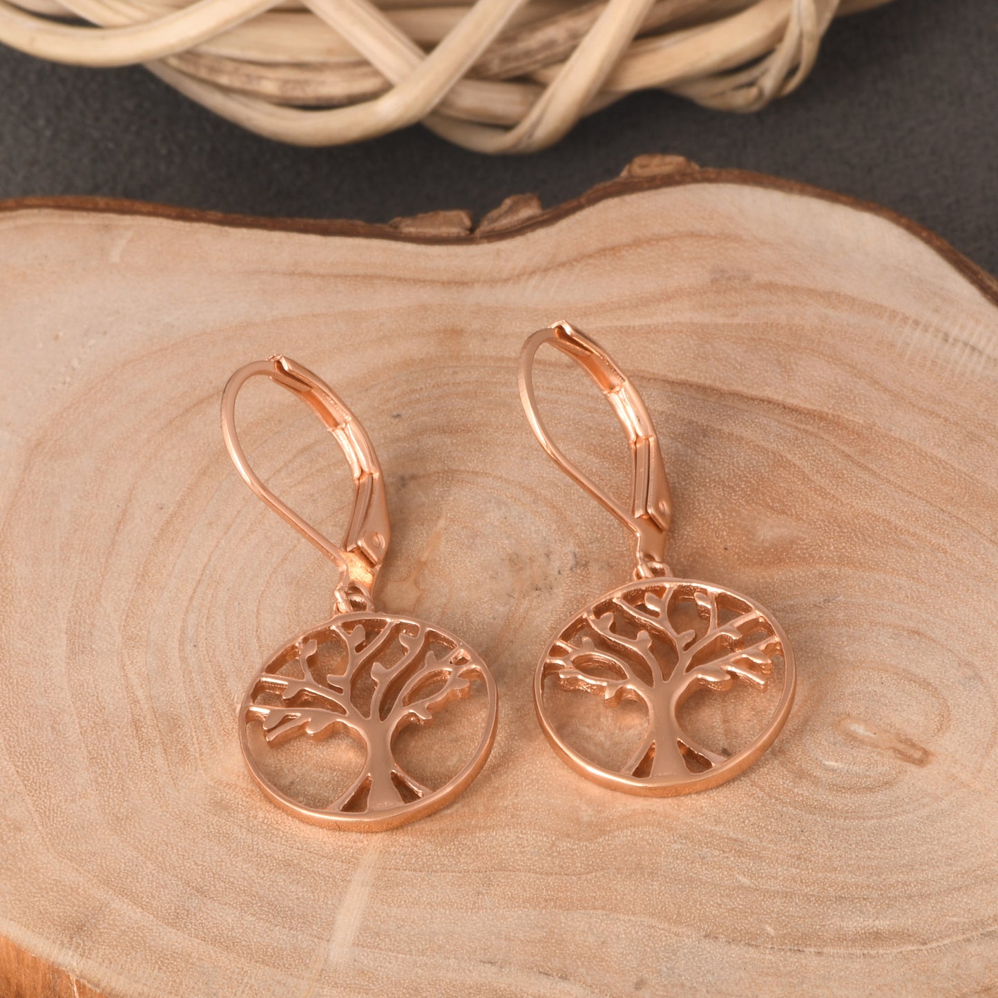 Tree of Life Earrings (18Kt Rose Gold Micron)