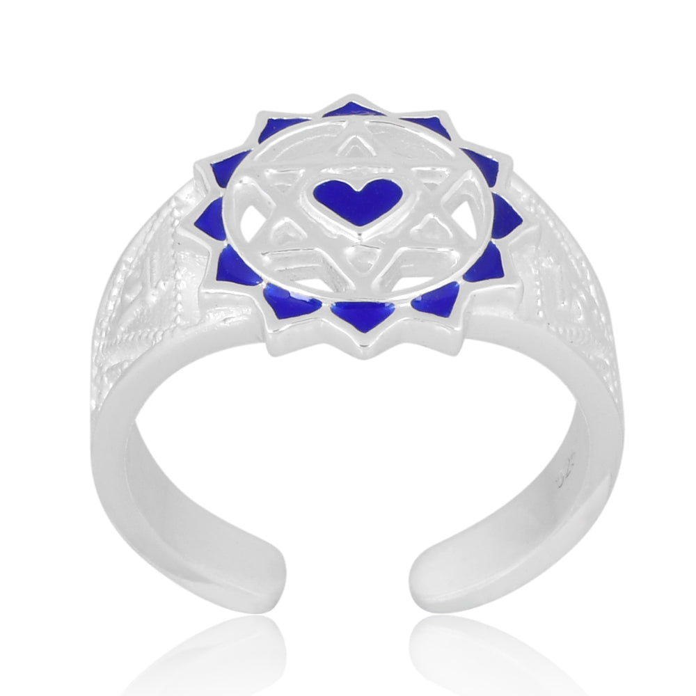 Twin Heart Meditation Ring 92.5 Sterling Silver (Blue)