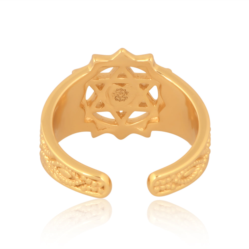 Twin Heart Meditation Ring 18kt Gold Micron (Green Enamelling)