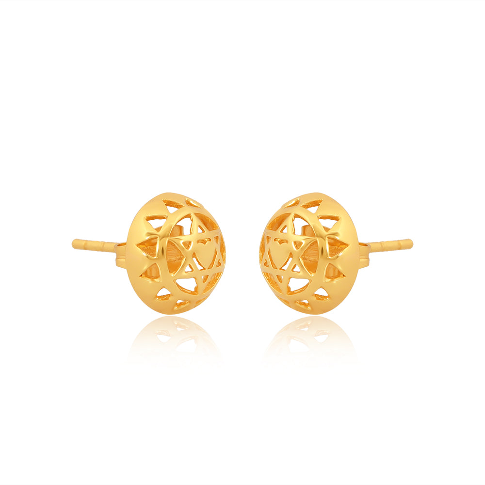 Twin Heart Chakra Stud Earrings Silver with Gold Plating