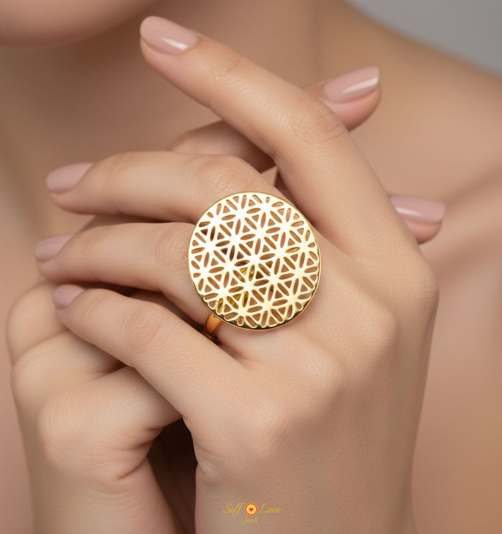 Flower of Life Ring (18kt Gold Micron)