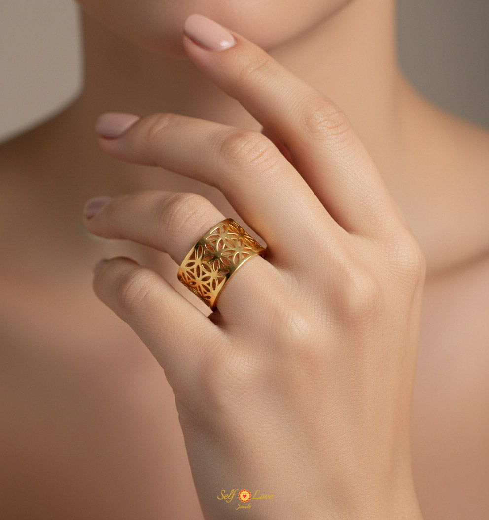 Flower of Life Band (18kt Gold Micron)