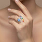 Evil Eye Protection Ring and Seven Chakras (18kt Gold Micron)
