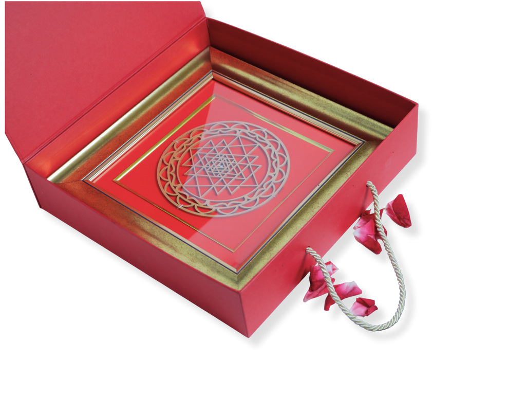 Shree Chakra Wall Hanging Decor (Wooden Frame)
