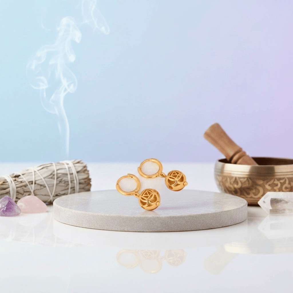 Basic Chakra Earrings with Red Enamelling (Silver with 18kt Gold Micron)