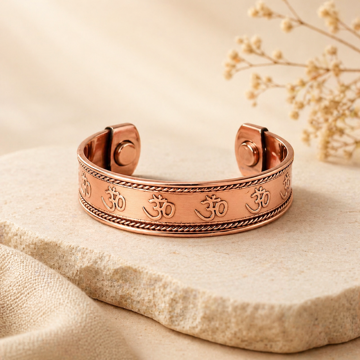 Om Engraved Copper Bracelet