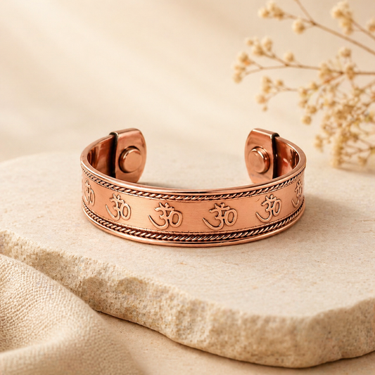 Om Engraved Copper Bracelet