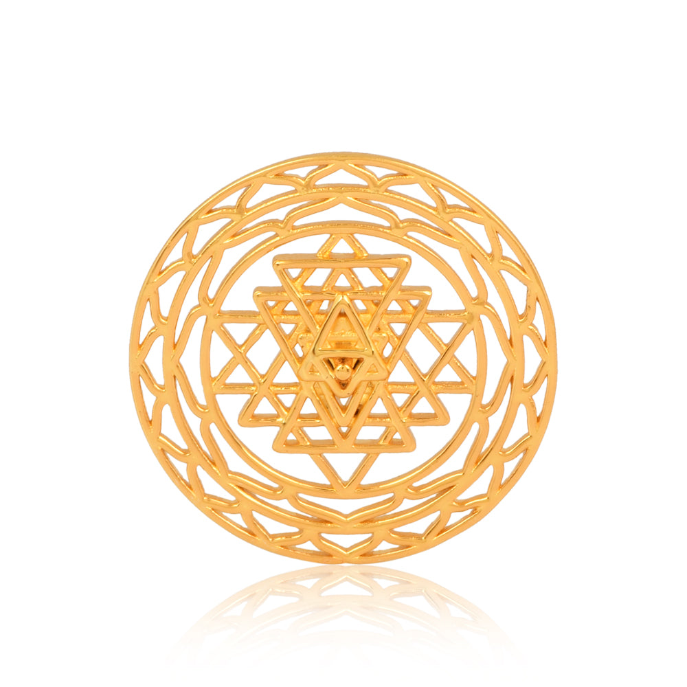 Shree Chakra Coin  25mm  (Brass with Gold Plating)