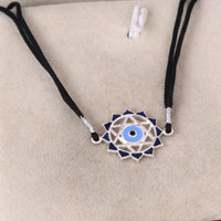 Evil Eye Anklet With Black Cord (92.5 Sterling Silver)