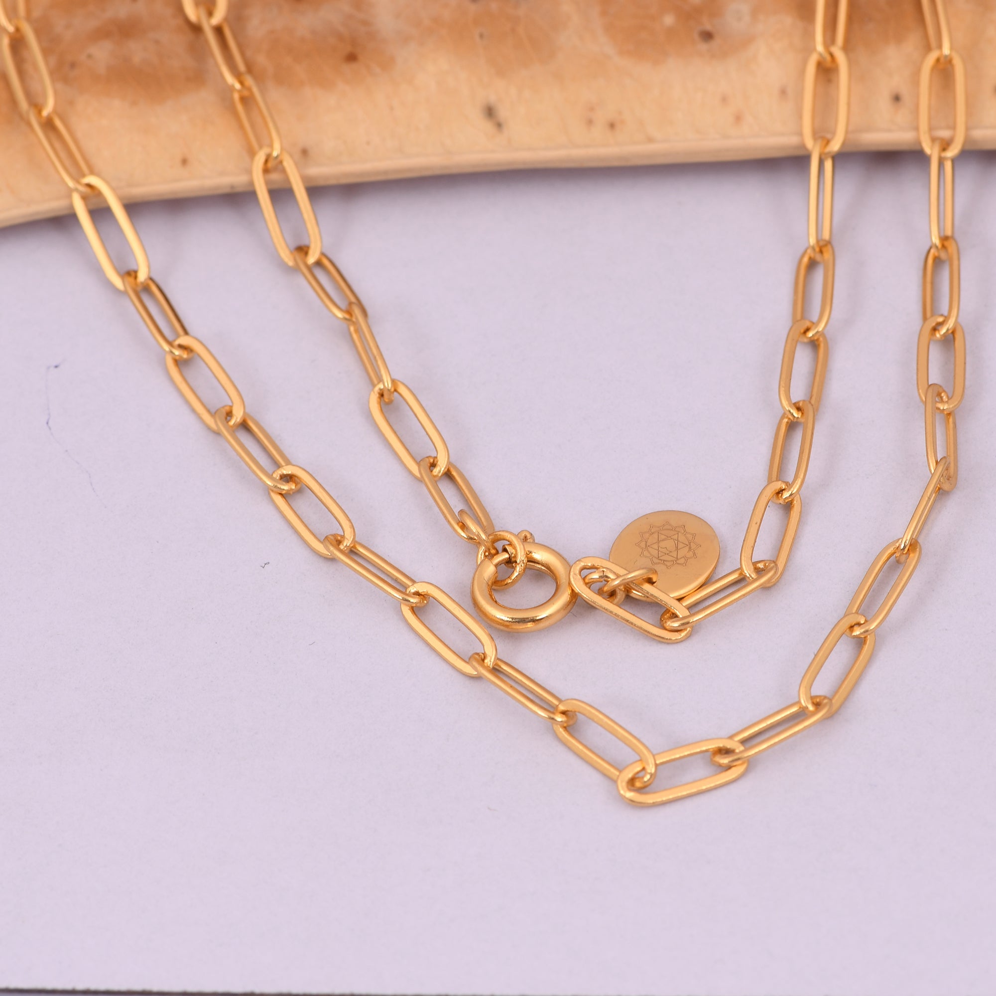 Brass Paperclip Chain - 30inch