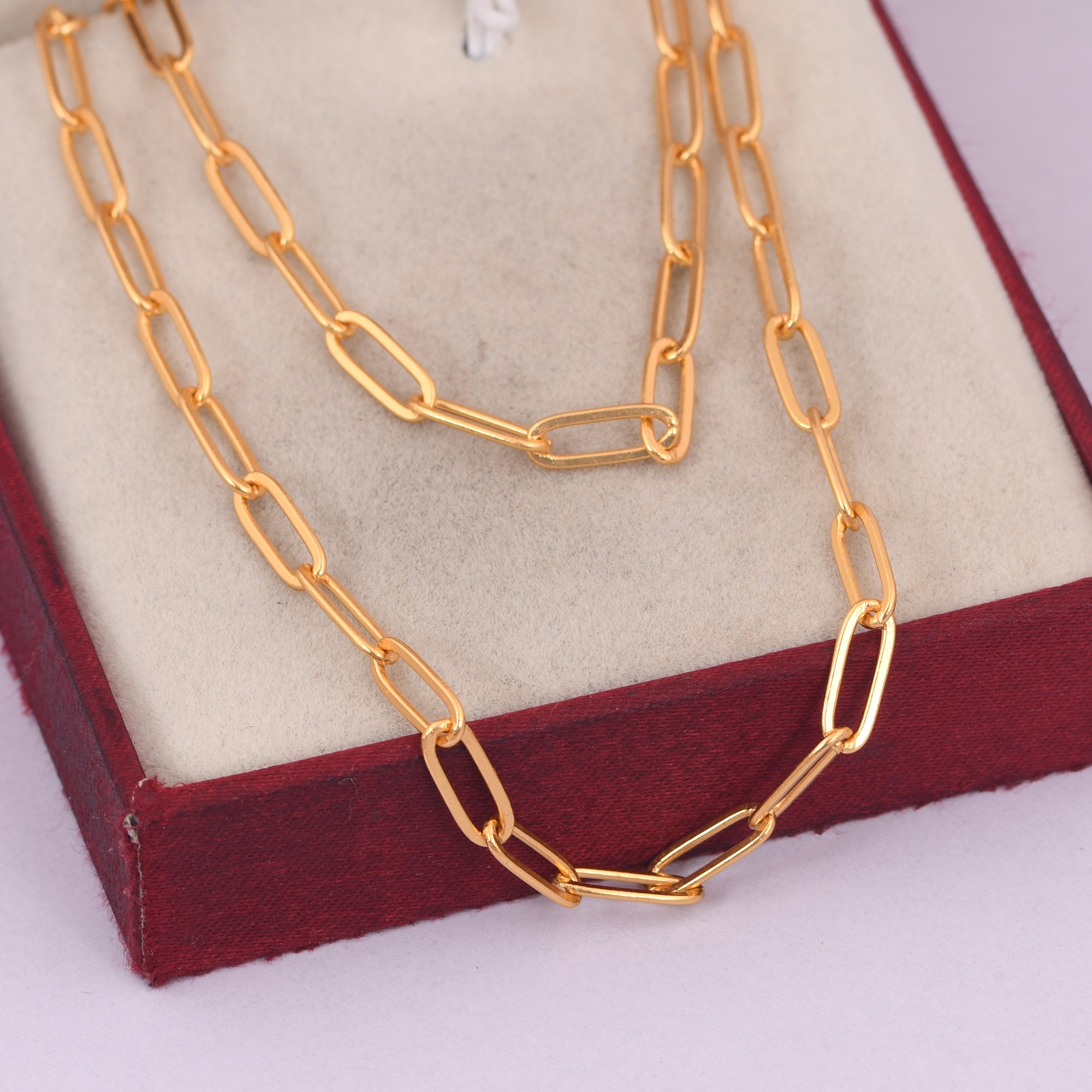 Brass Paperclip Chain - 30inch