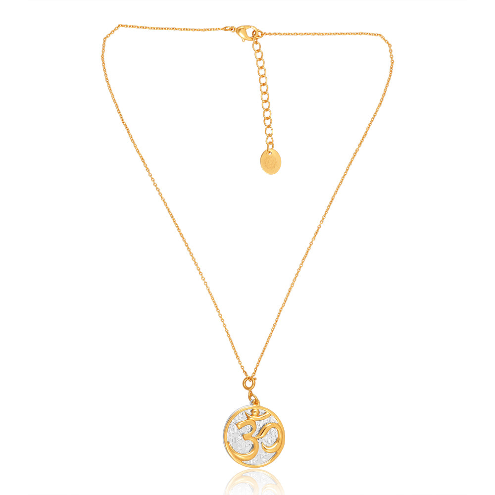 Spiritual Pendant: Om Symbol + Flower of Life (Brass)