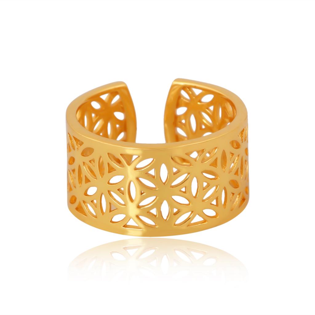 Flower of Life Band Ring - Brass