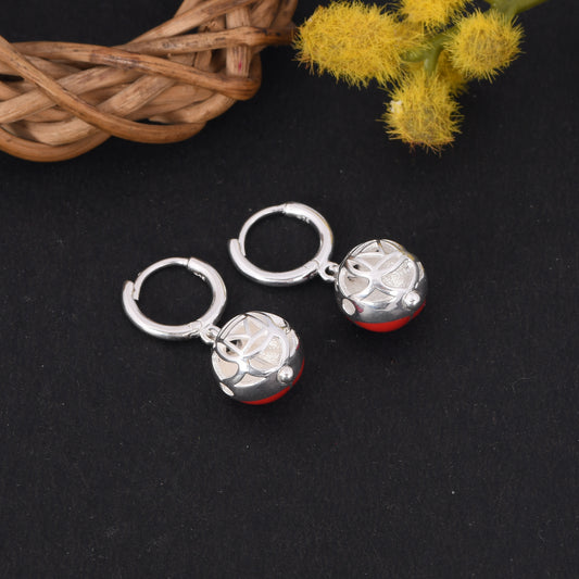 Basic Chakra Silver Earrings with Red Enamelling