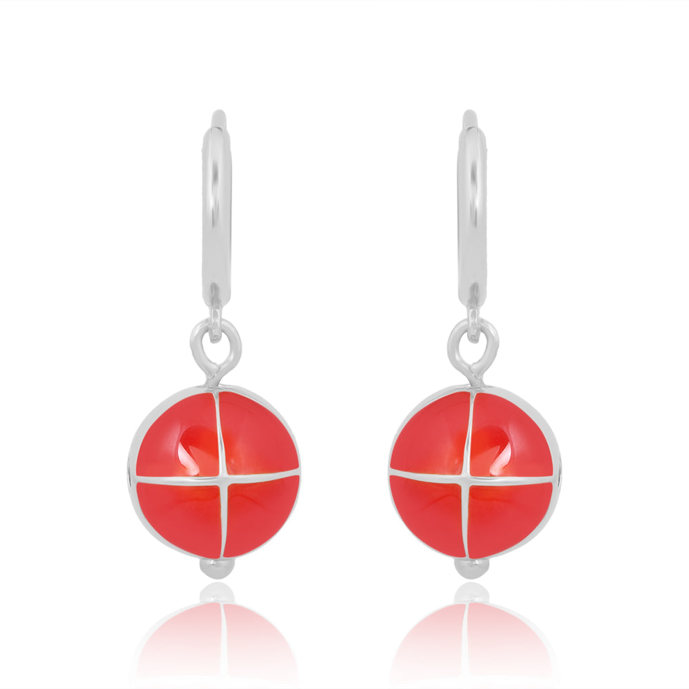 Basic Chakra Silver Earrings with Red Enamelling