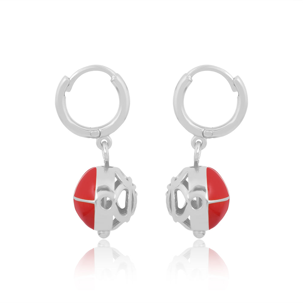 Basic Chakra Silver Earrings with Red Enamelling