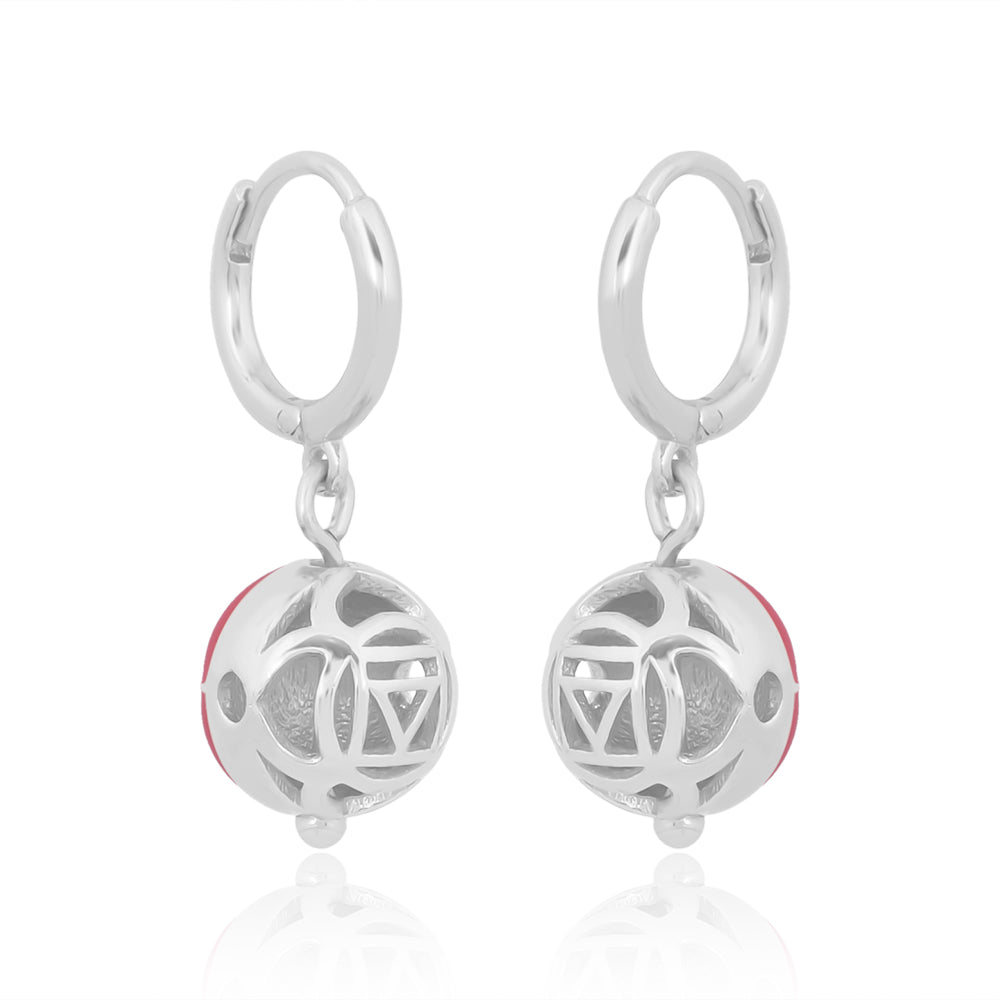 Basic Chakra Silver Earrings with Red Enamelling