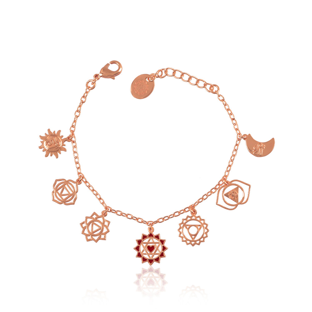 Cosmic Chakra Harmony Bracelet - 18kt Micron Rose Gold Plating