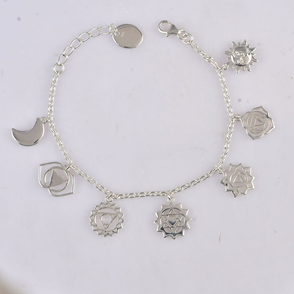 Cosmic Chakra Harmony Bracelet - 92.5 Sterling Silver