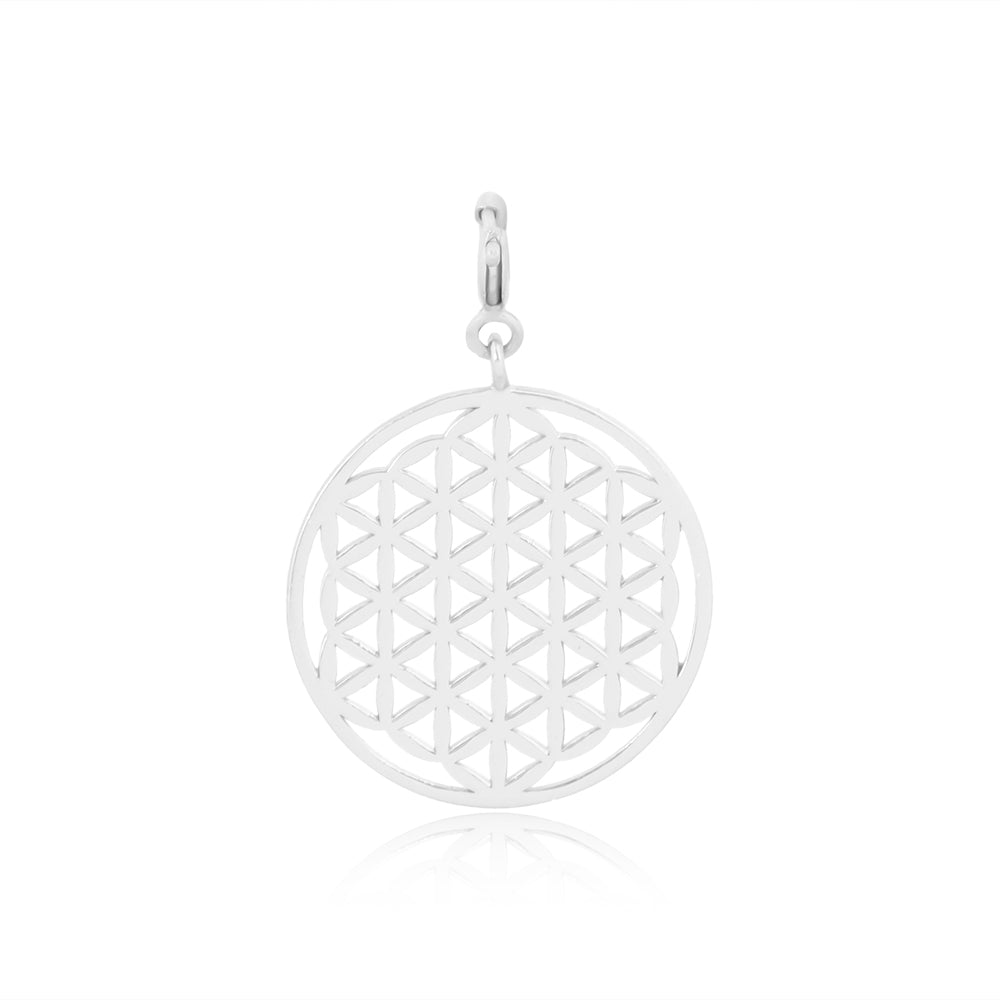Sacred Geometry Pendant (with chain): Flower of Life Pattern - Mini - Silver