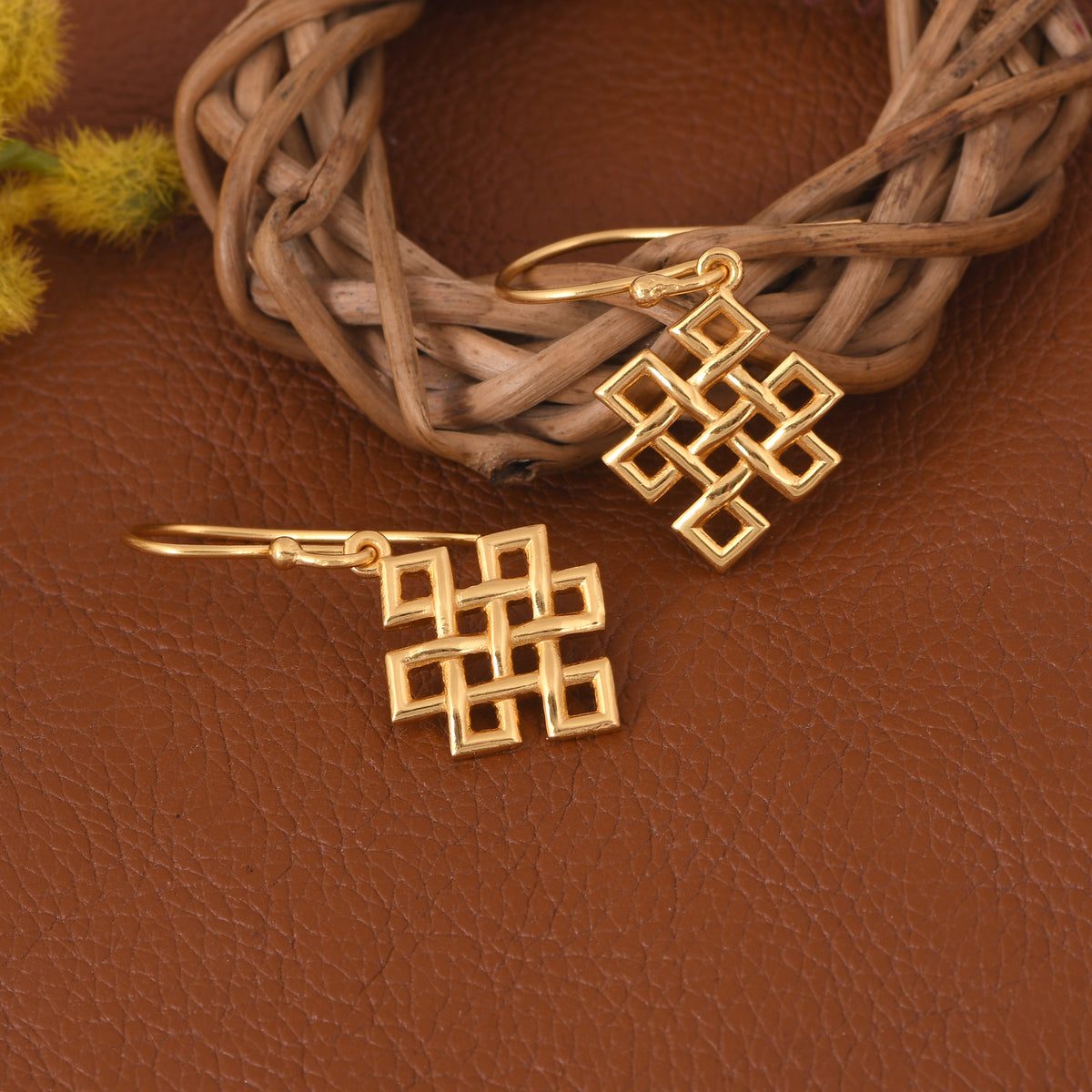 Endless Knot Earrings (18kt Gold Micron)