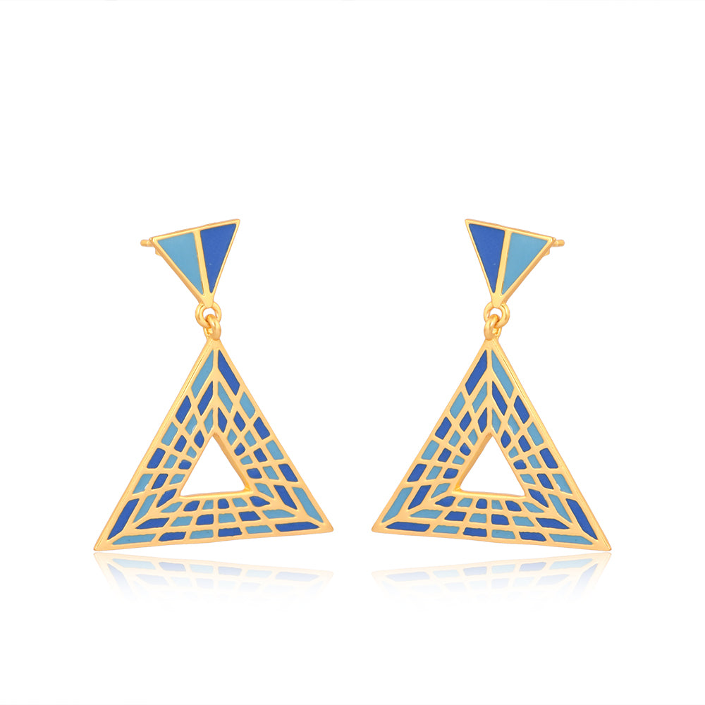Triangular Energy Generator Earrings  Blue