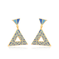 Triangular Energy Generator Earrings  Blue