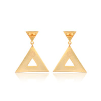 Triangular Energy Generator Earrings - Green