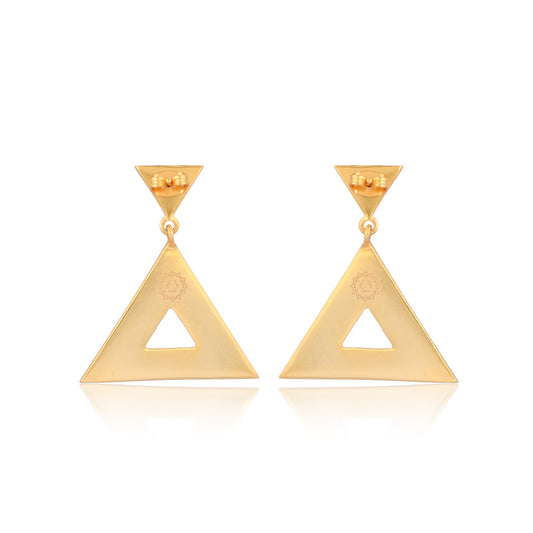 Triangular Energy Generator Earrings  Green