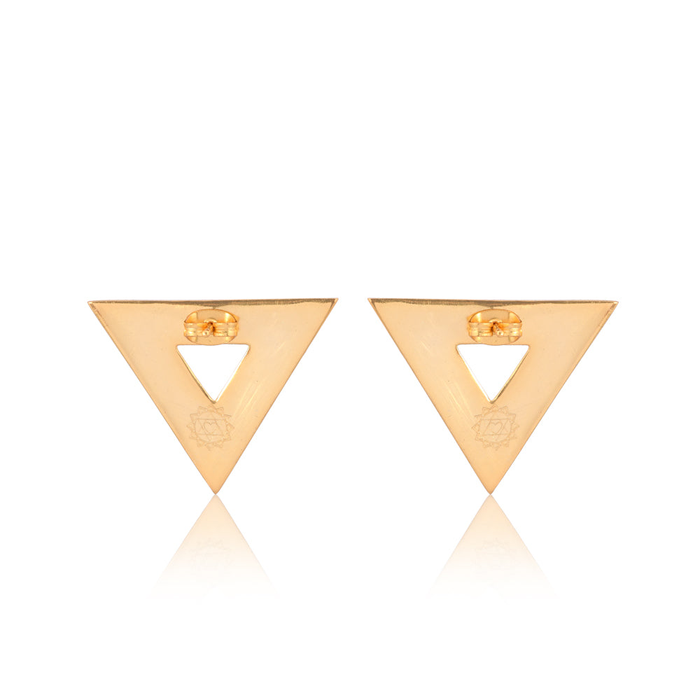 Triangular Energy Generator Earrings  Red