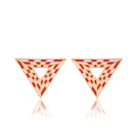 Triangular Energy Generator Earrings - Red