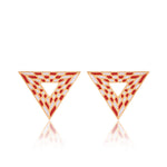 Triangular Energy Generator Earrings - Red