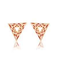 Triangular Energy Generator Earrings - Red