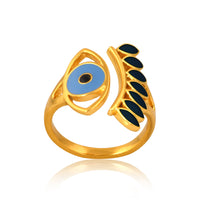 Evil Eye Protection Ring: Blue Enamelling (18kt Gold Micron)