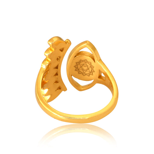 Evil Eye Protection Ring: Green Enamelling (18kt Gold Micron)