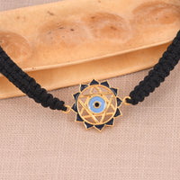 Evil Eye Bracelet With Black Cord (18kt Gold Micron)