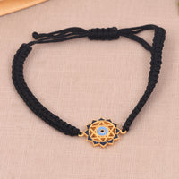 Evil Eye Bracelet With Black Cord (18kt Gold Micron)