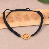 Evil Eye Bracelet With Black Cord (18kt Gold Micron)