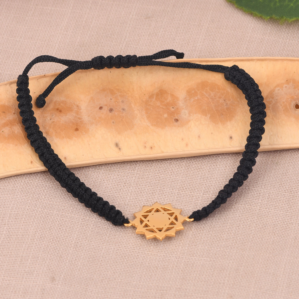 Evil Eye Bracelet With Black Cord (18kt Gold Micron)