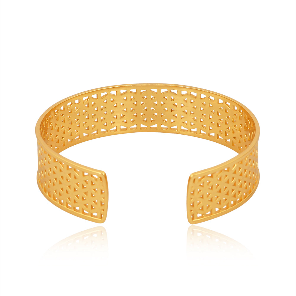 Flower Of Life Cuff Styled Bracelet (18kt Gold Micron)