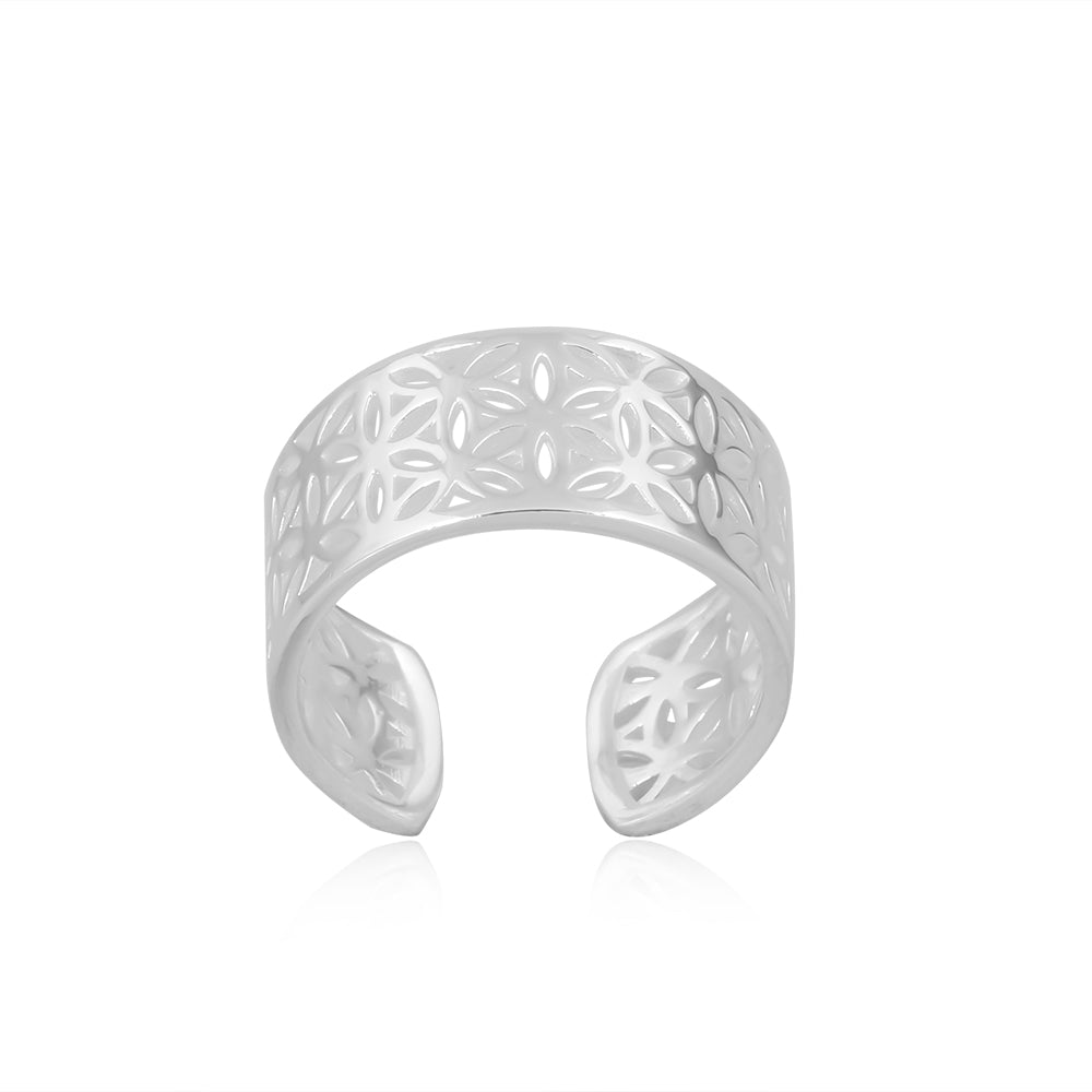 Flower of Life Band  Silver